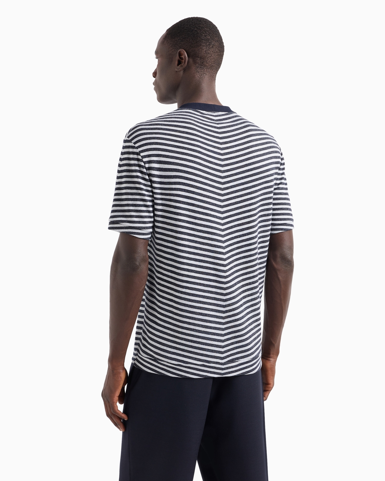 Chevron jacquard stretch viscose crew-neck T-shirt - 3