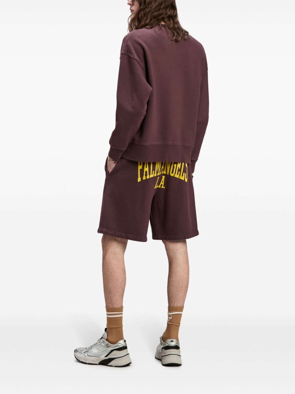 logo-print cotton track shorts - 2