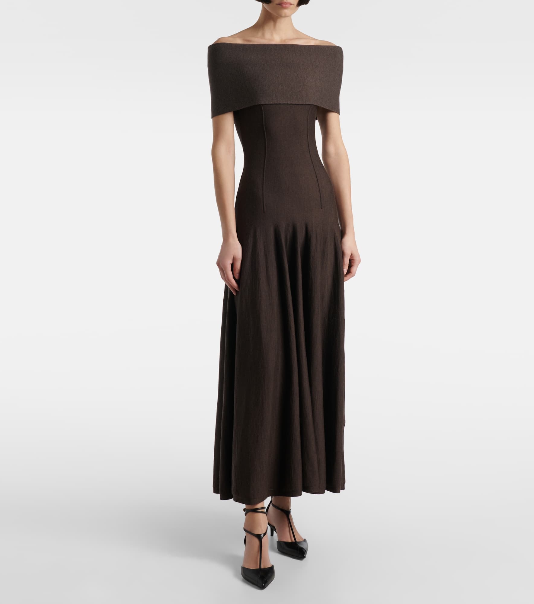 Ava off-shoulder wool-blend maxi dress - 2