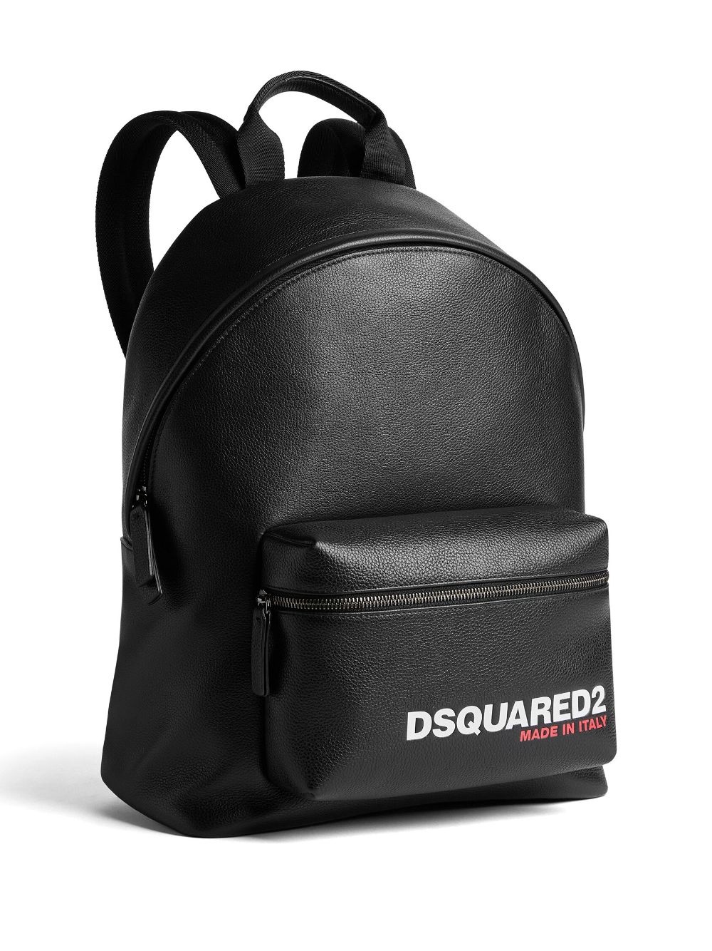 logo-print pebbled leather backpack - 3