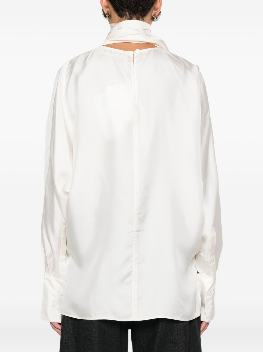 scarf-detail long-sleeved blouse - 4