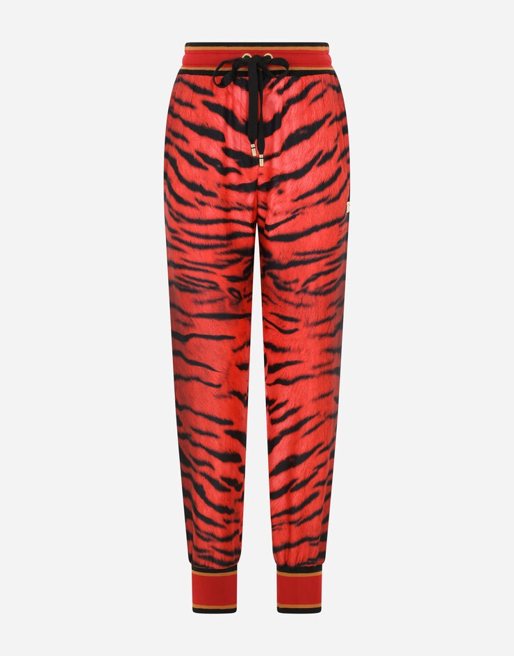 Tiger-print twill pants with ankle cuffs - 3