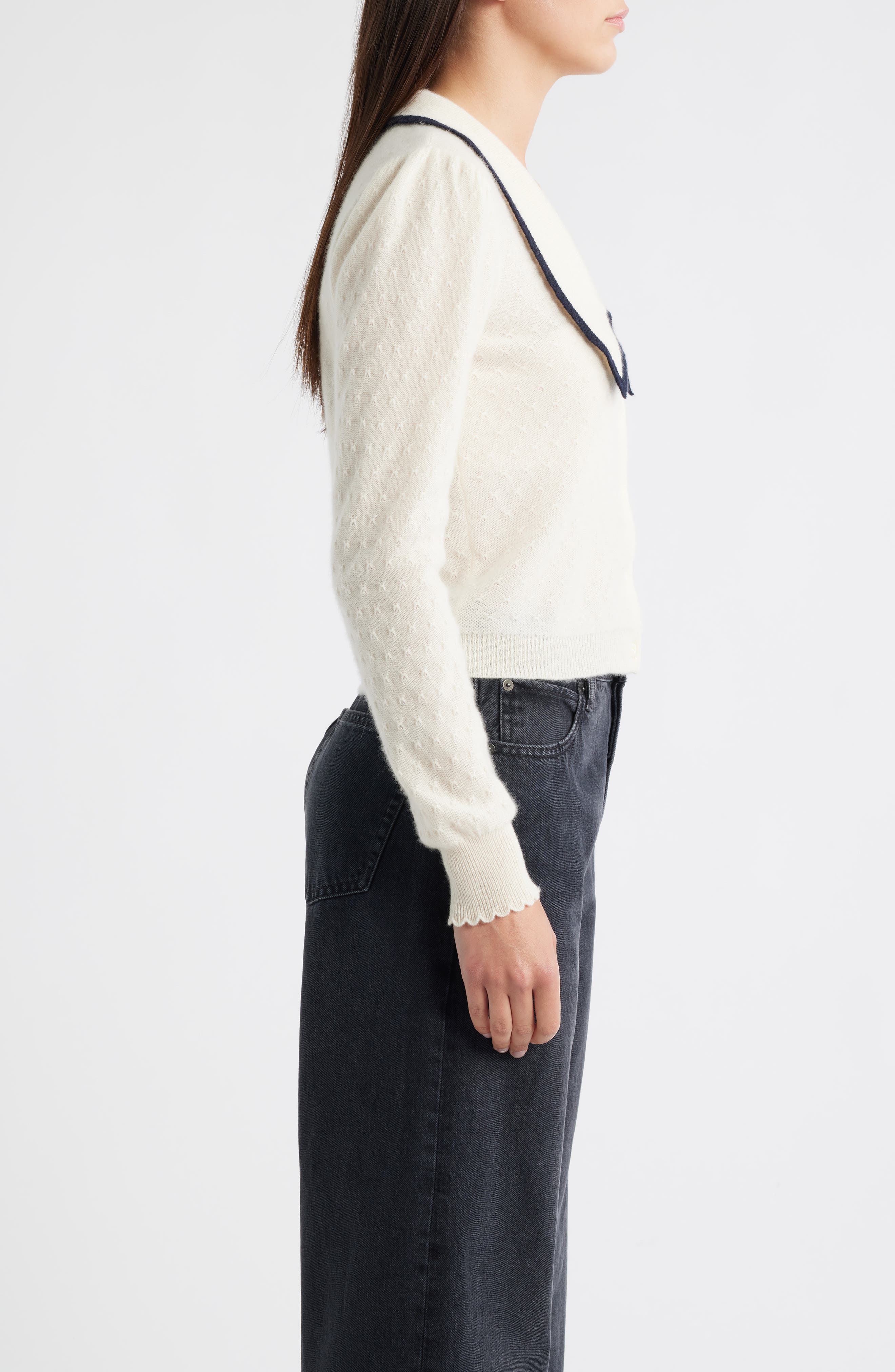 FRAME Cashmere Sailor Cardigan in Cream Multi at Nordstrom - 3