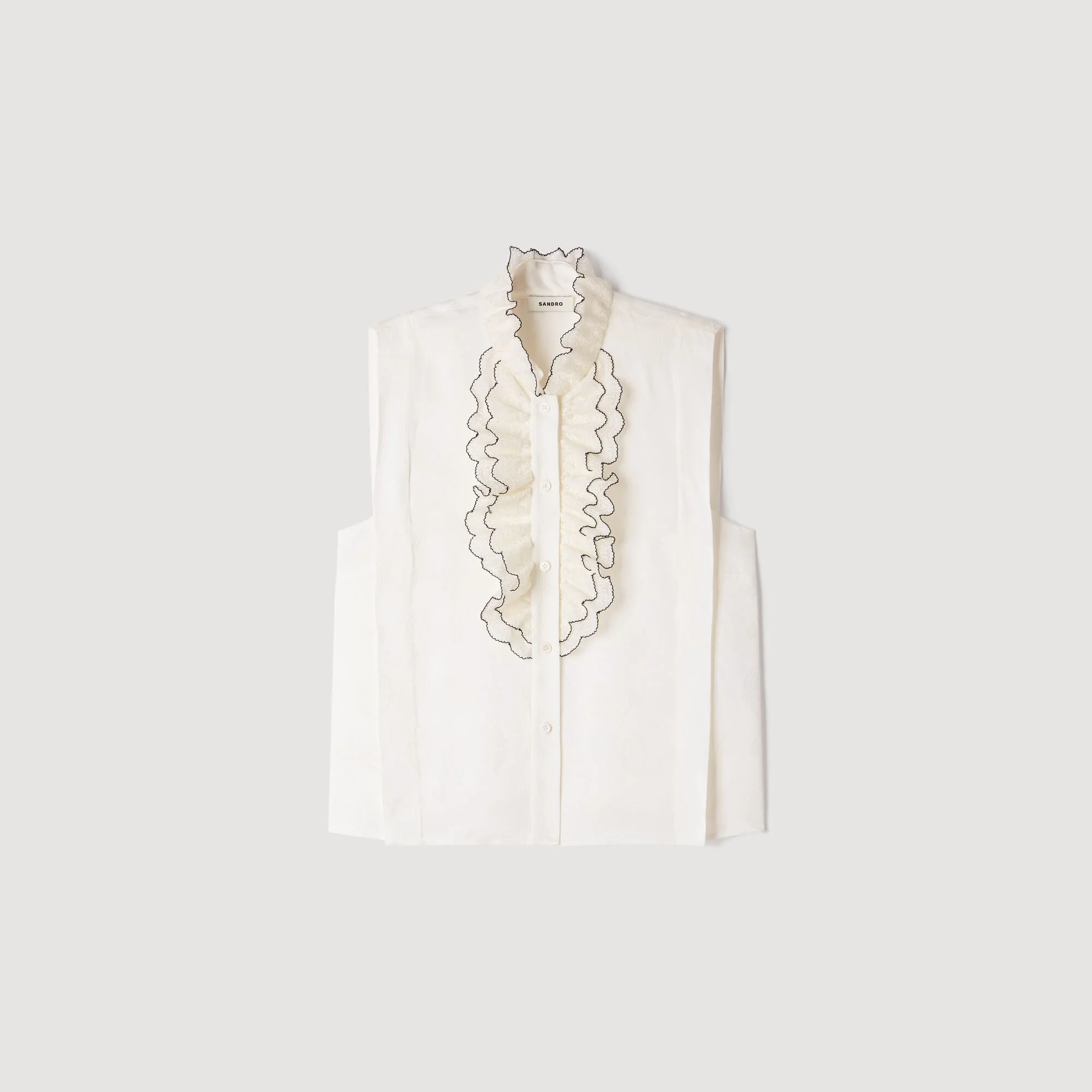 RUFFLED LACE COLLAR SHIRT - 1