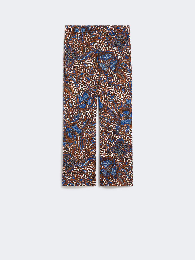 ONDE Printed basketweave cotton trousers - TOBACCO 1
