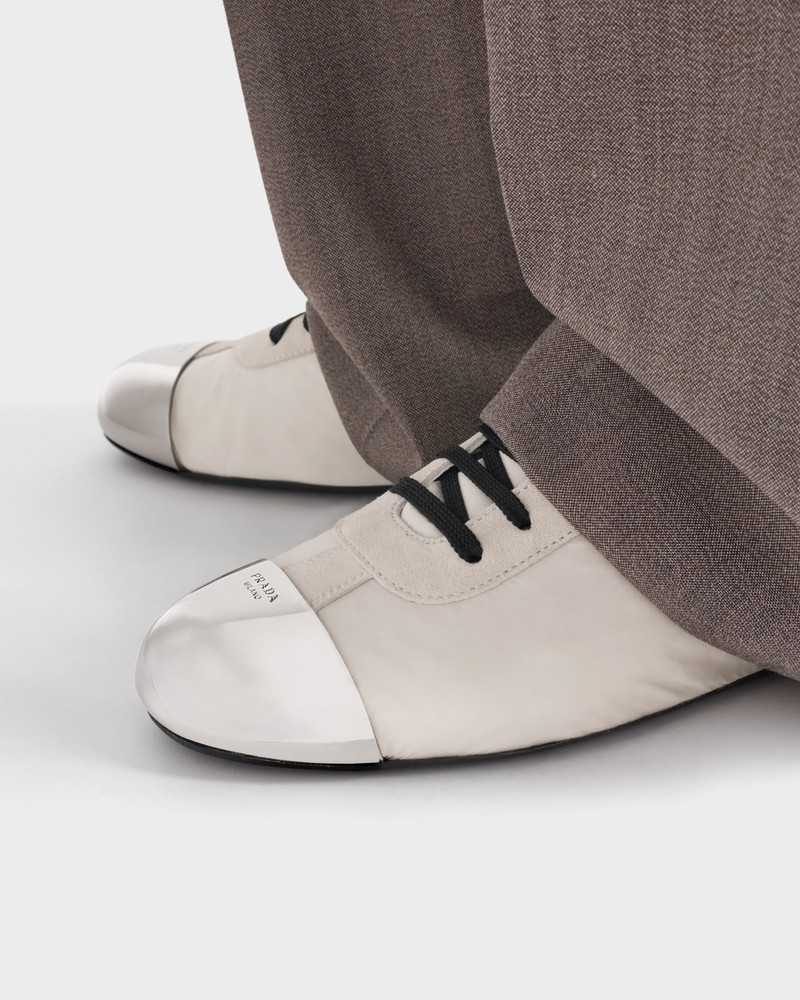 Prada Collapse Re-Nylon and suede sneakers with metal toecap outlook