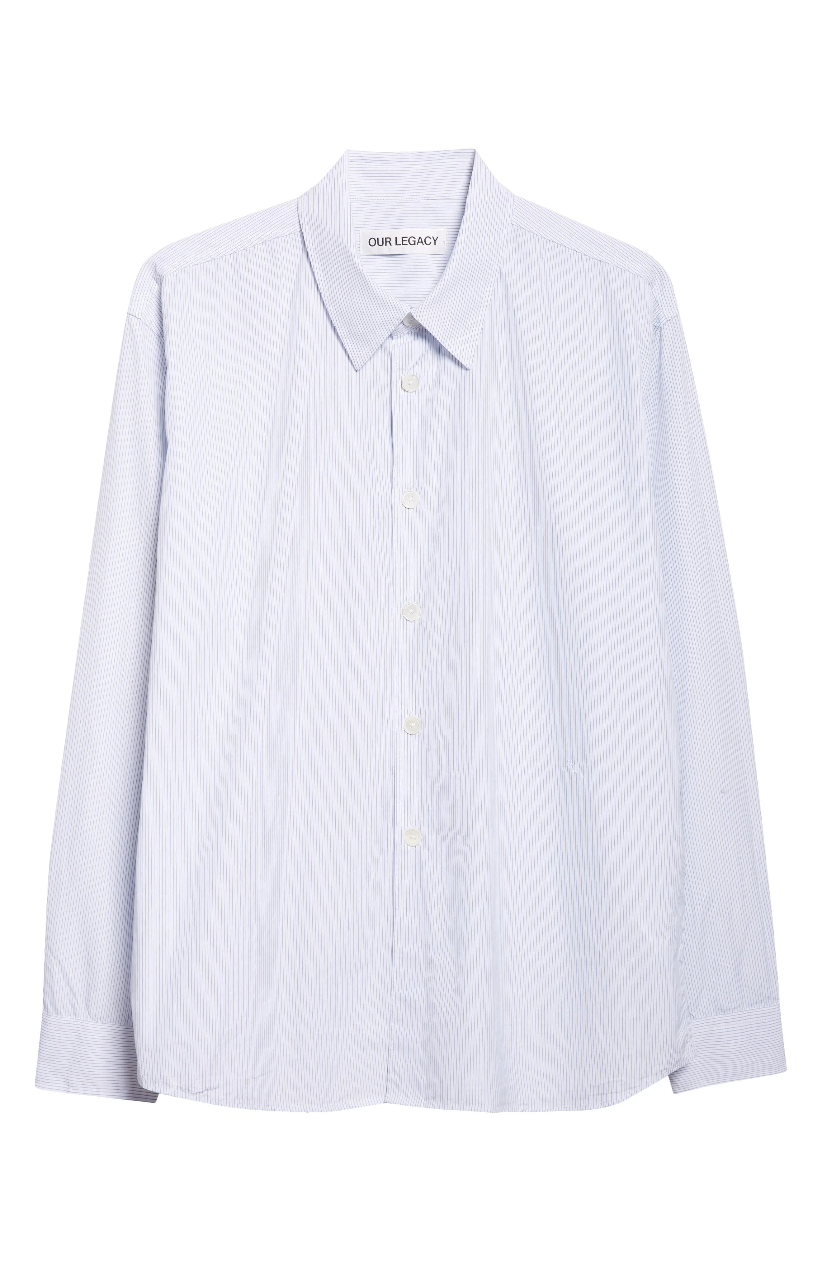 OUR LEGACY Beyond Stripe Cotton Poplin Button-Up Shirt in Diner Pinstripe Super Poplin at Nordstrom - 1