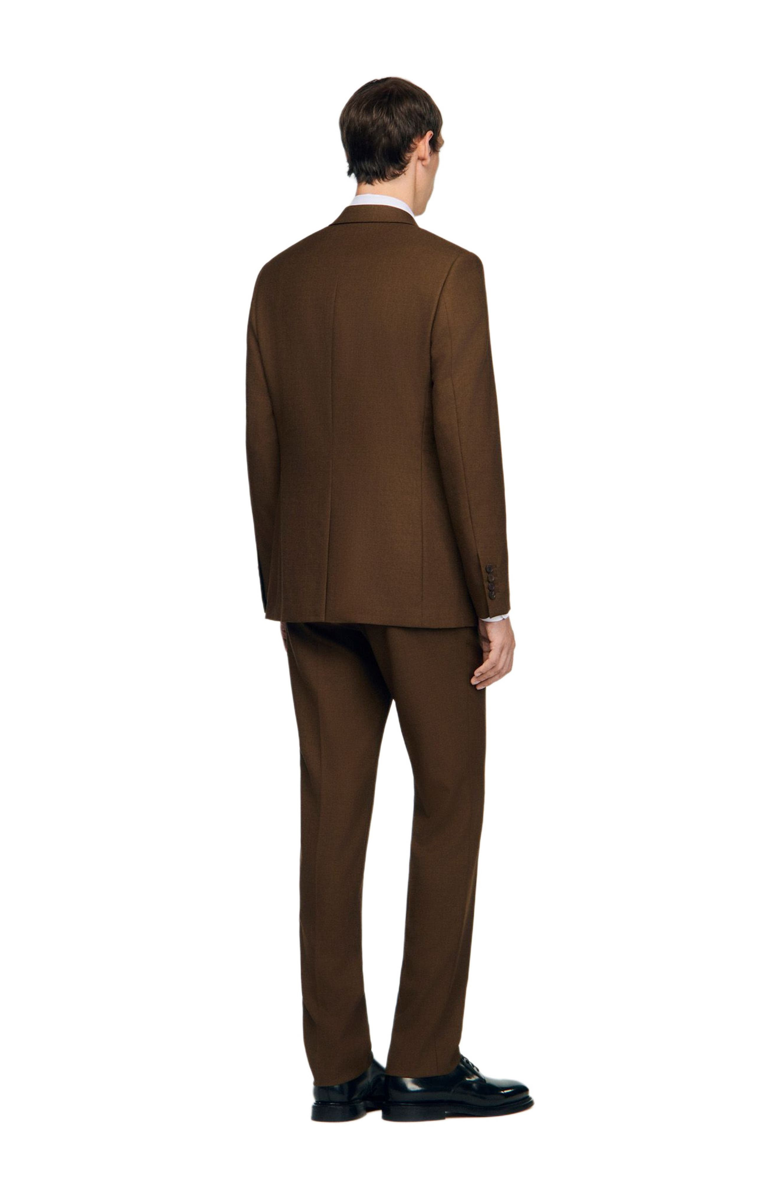SANDRO Tailored Virgin Wool Jacket in Tobacco Brown at Nordstrom - 3