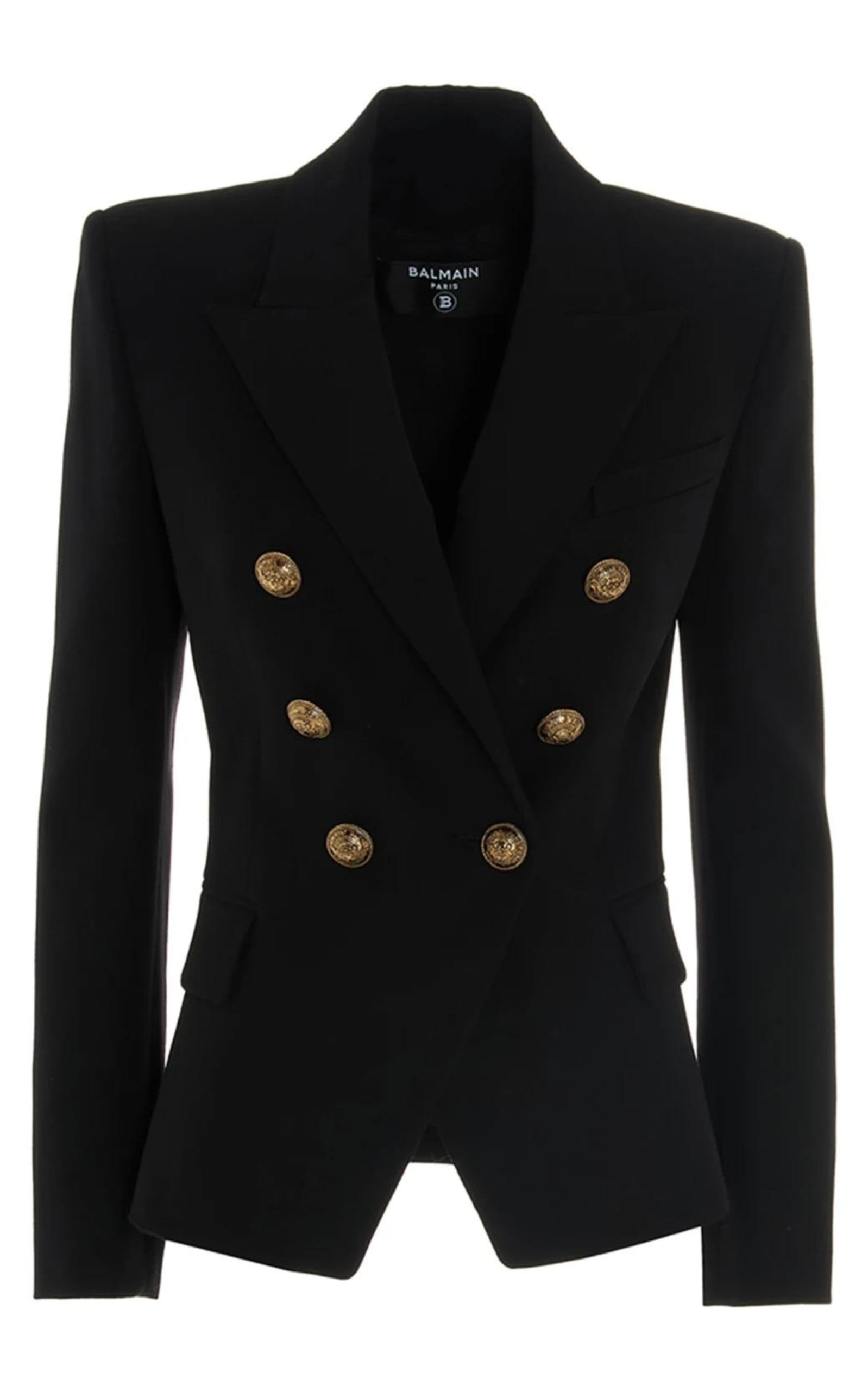 Black Wool Classic Double-Breasted Blazer Jacket - 1