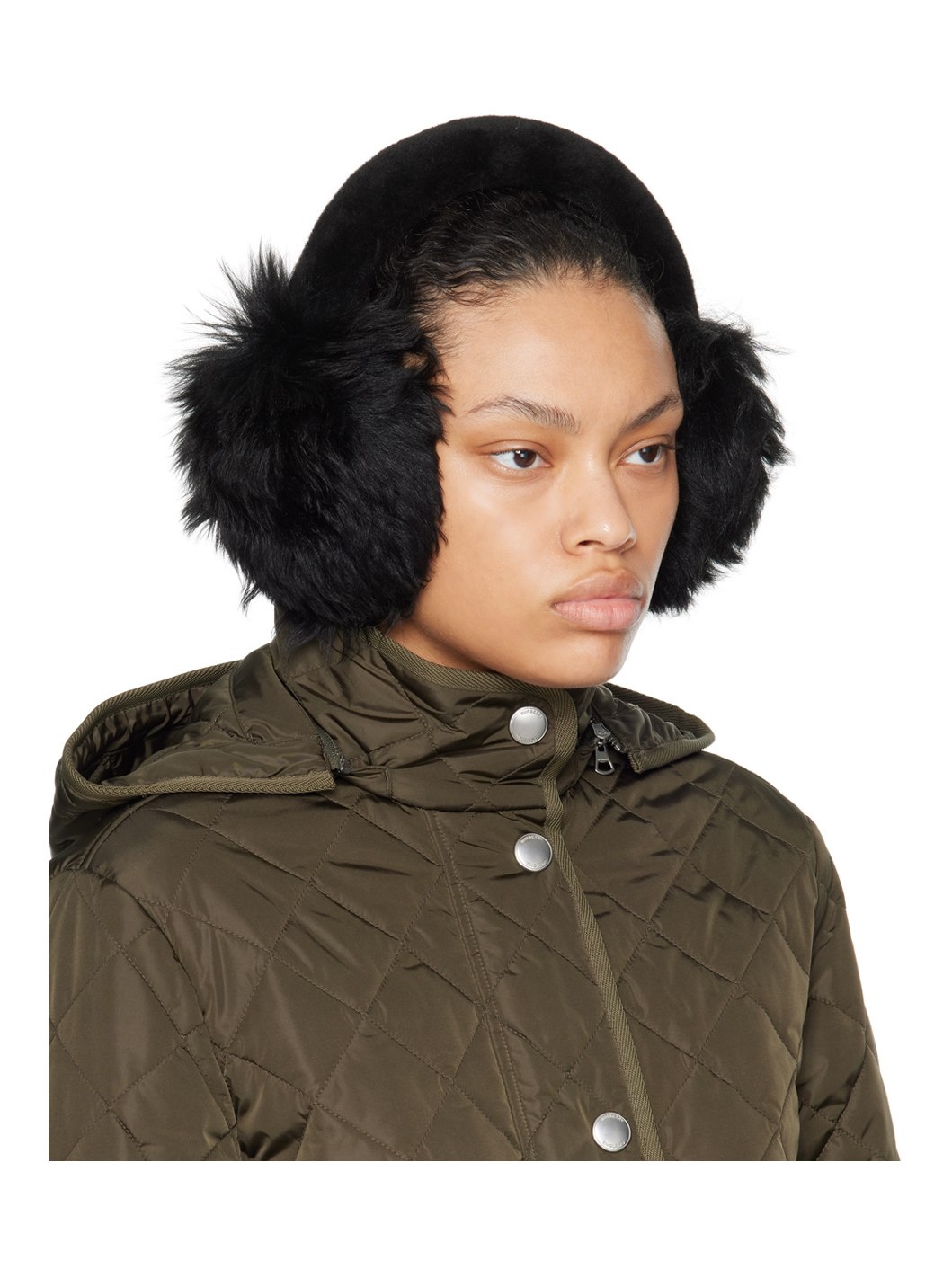 Black Lamb Leather Ear Warmers - 2