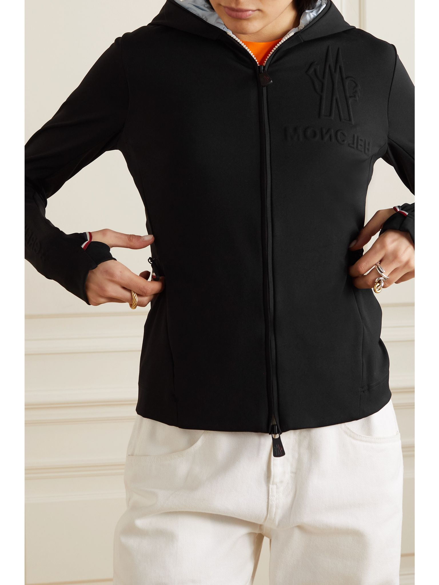 Embossed jersey hoodie Black - 3