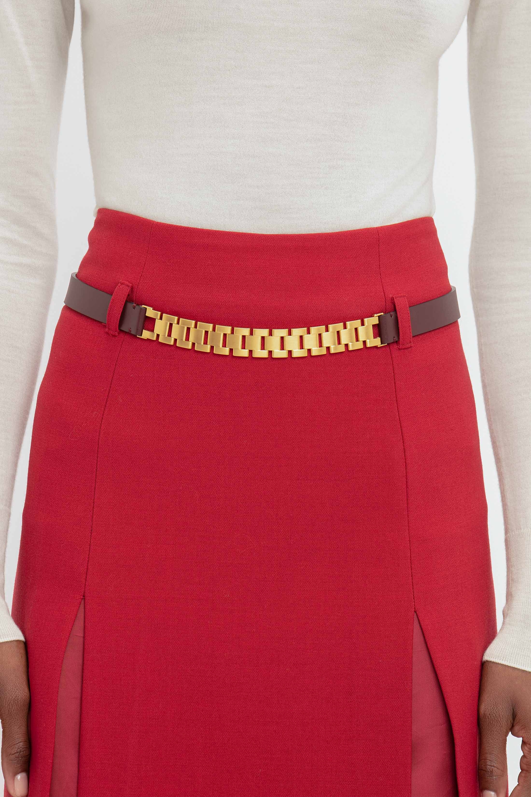 Double Layer Slit Skirt In Poppy Red - 5