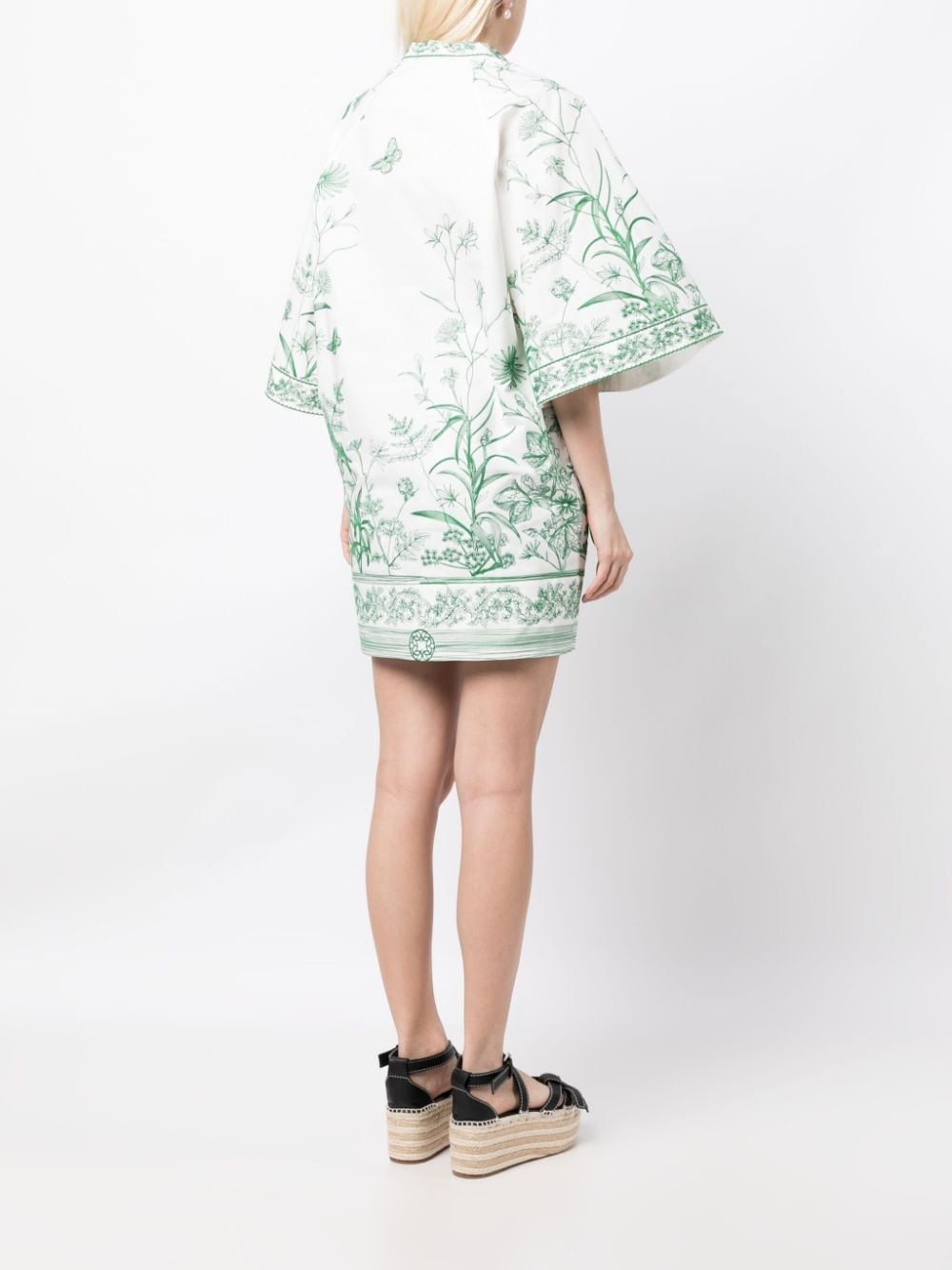 embroidered half-sleeves dress - 3