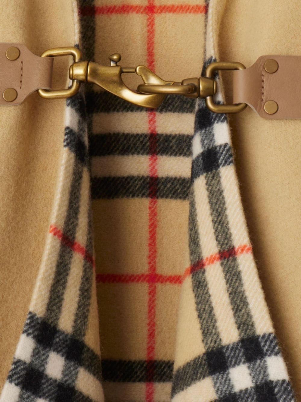 check-pattern wool cape - 5