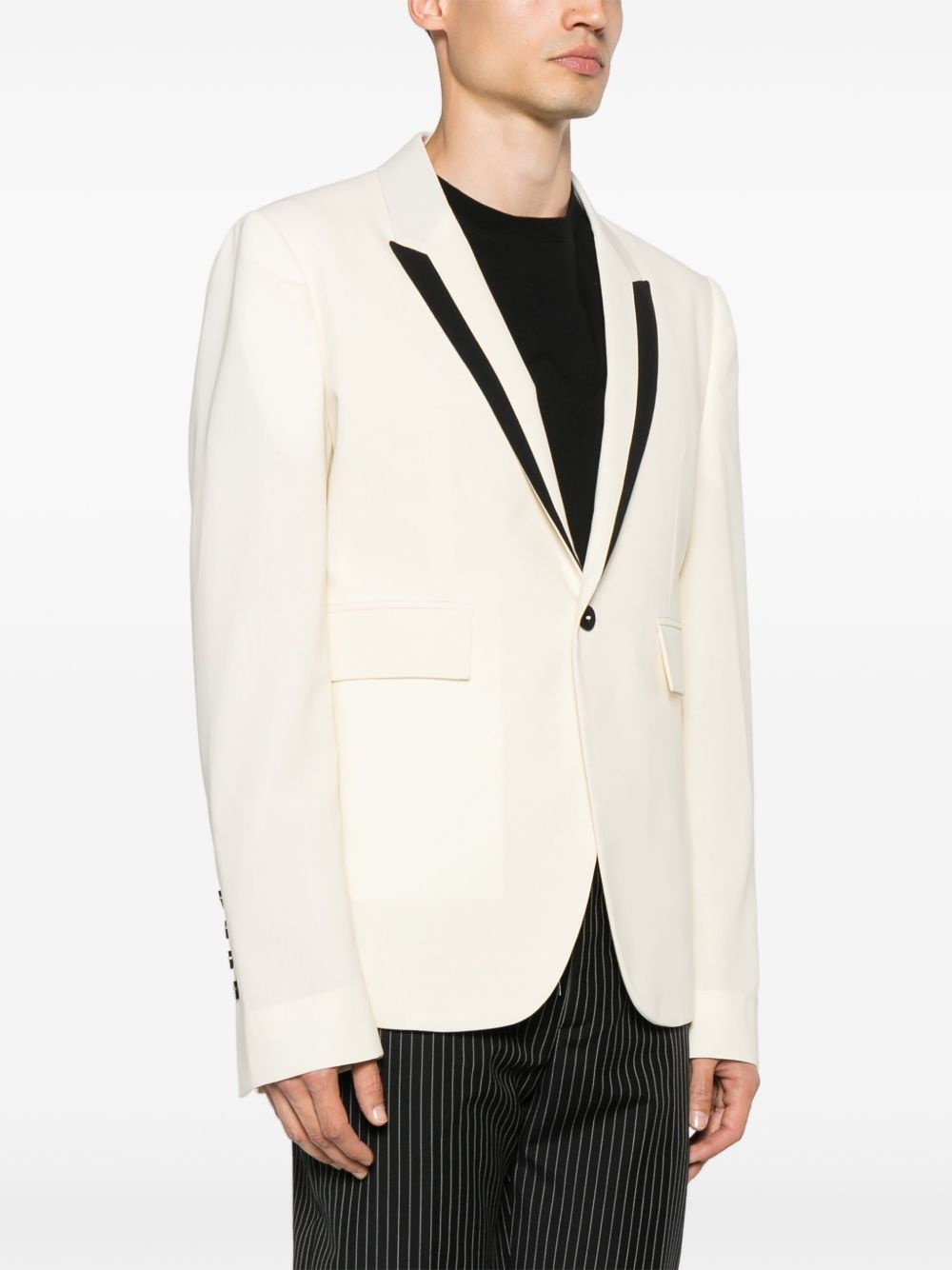 contrasting-trim single-breasted blazer - 3