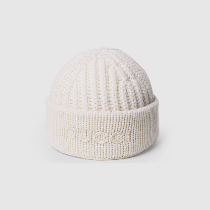 Wool cashmere hat with embroidery 1