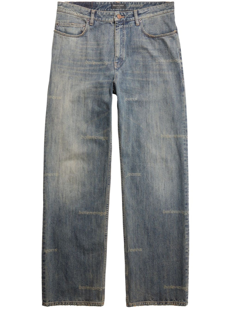 logo-print stonewashed jeans 1