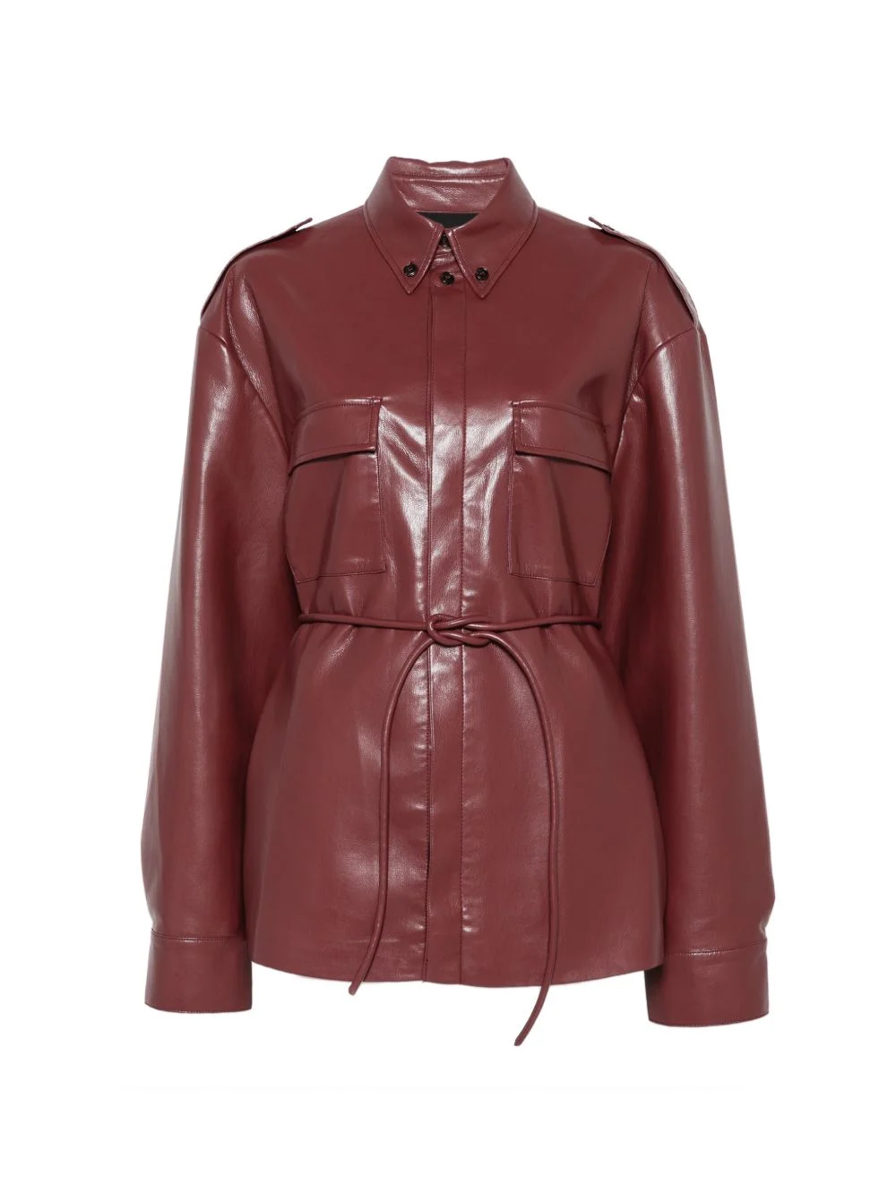 belted button-down shirt - 1