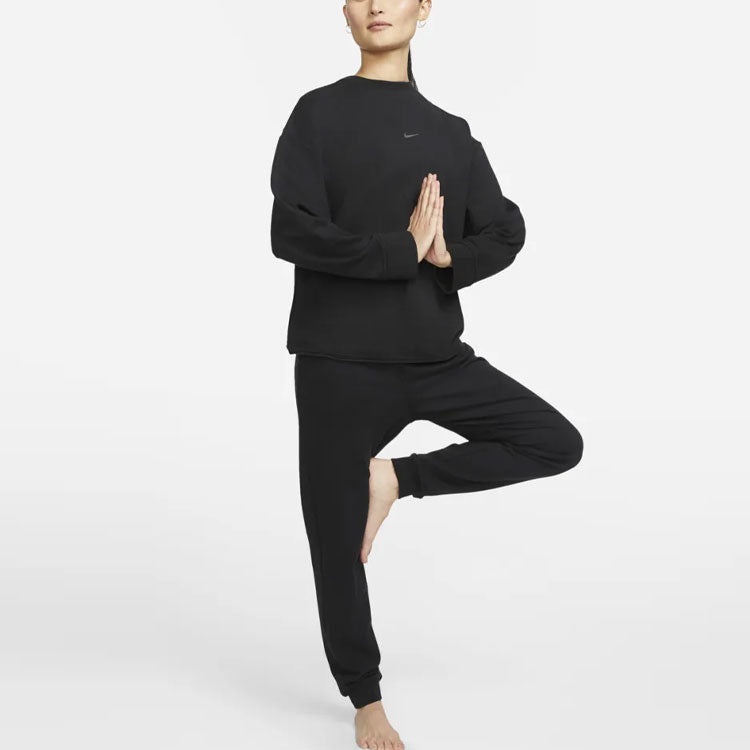 (WMNS) Nike Yoga Luxe Casual Sports Round Neck Pullover Hoodie Black DM6976-010 - 3