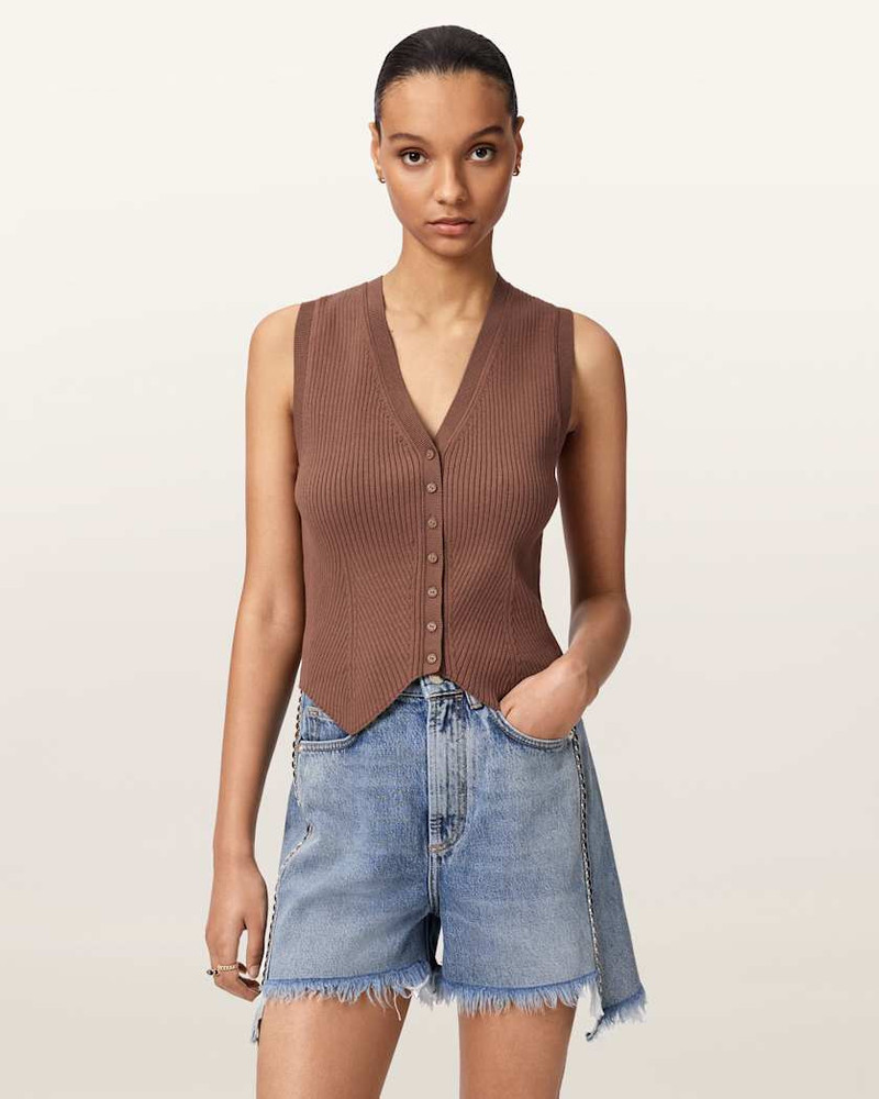 ALLSAINTS CRUZ RIBBED KNITTED WAISTCOAT outlook