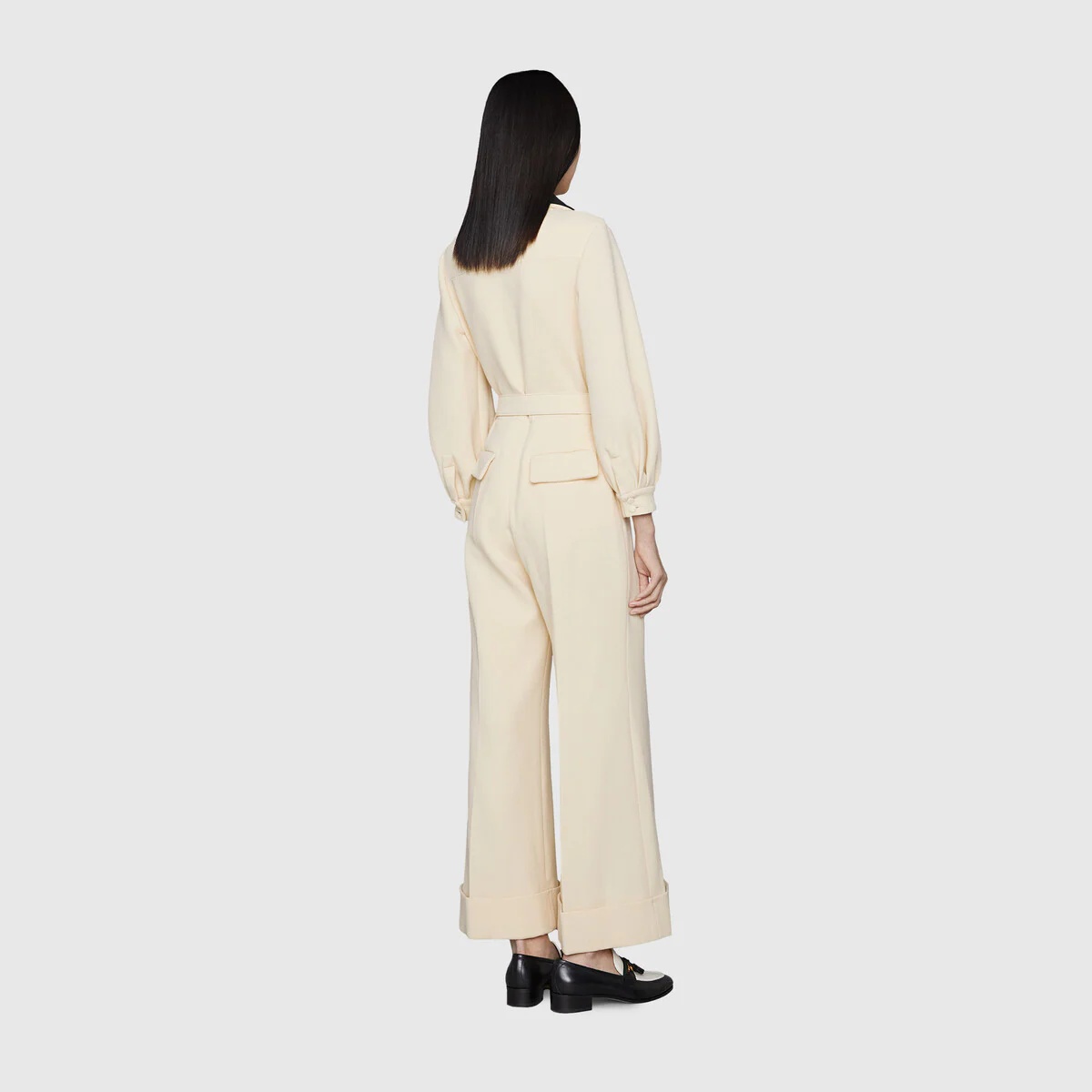 Belted wool crepe jumpsuit - 4