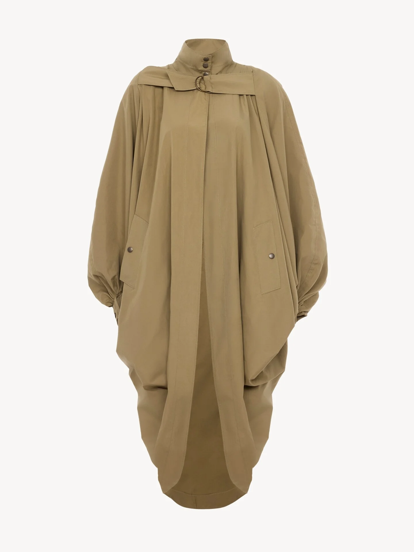 HIGH-NECK OVERSIZED CAPE COAT IN COTTON POPLIN - 1
