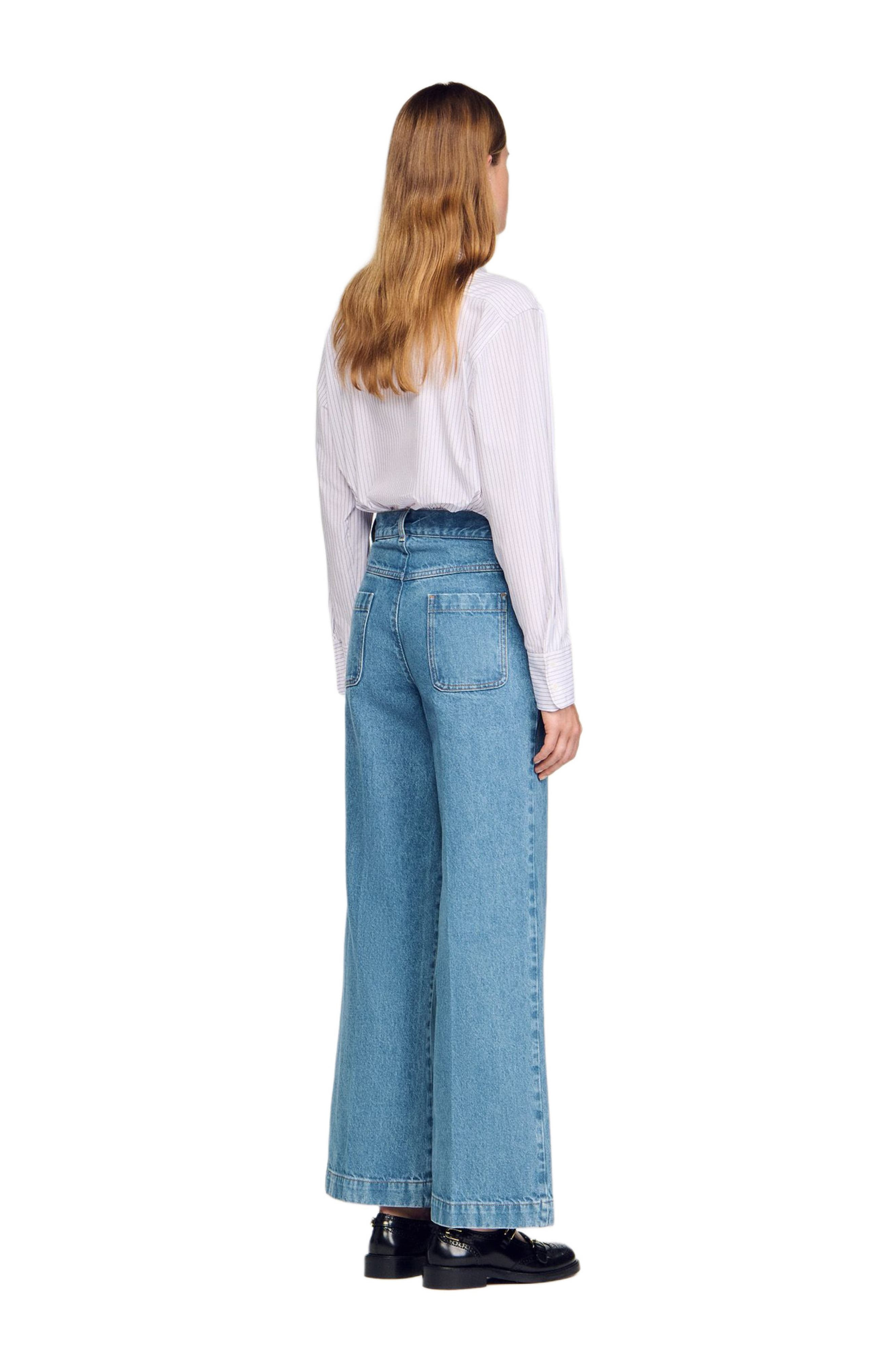 SANDRO Wide-leg high-rise jeans in Blue Jean at Nordstrom - 3