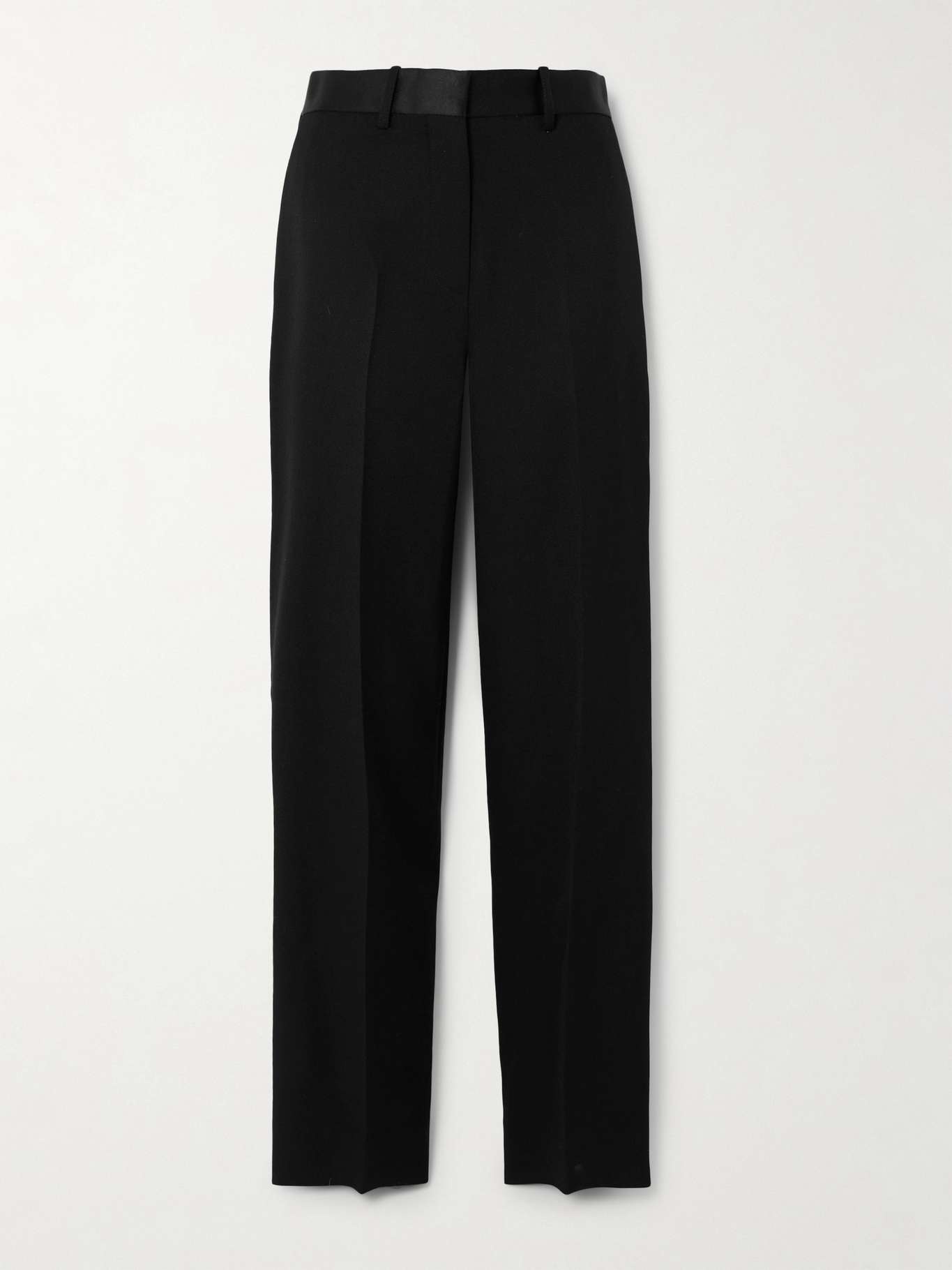 Satin-trimmed grain de poudre straight-leg pants - 1