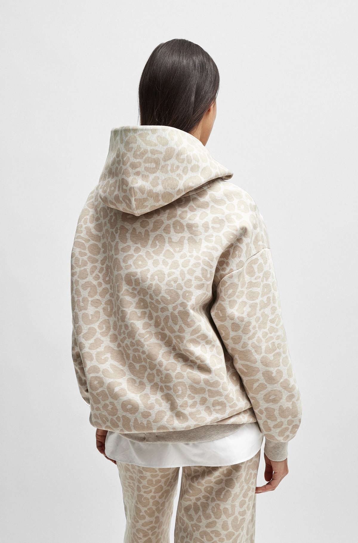NAOMI X BOSS LONGLINE HOODIE WITH LEOPARD PATTERN - 4