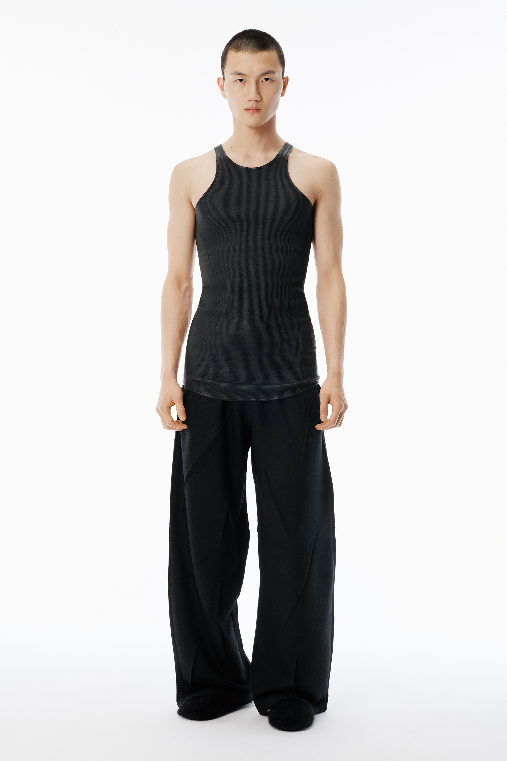 Black Creased Terry Oversized Sweatpant - 2