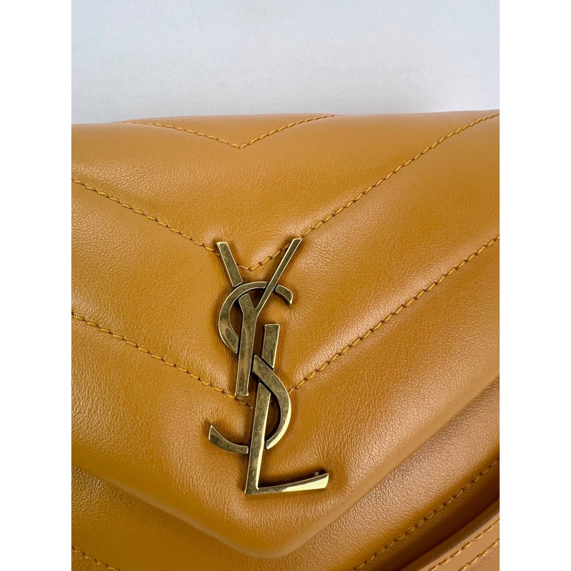 Saint Laurent Calfskin Quilted Toy Loulou Yellow Crossbody Bag - 10