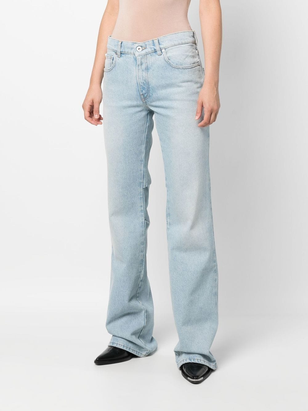 Off White Women Bleach Baby Flared Jeans - 7