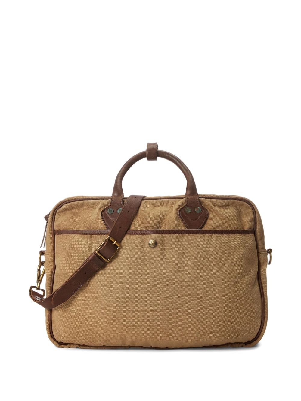 leather-trim canvas briefcase - 2
