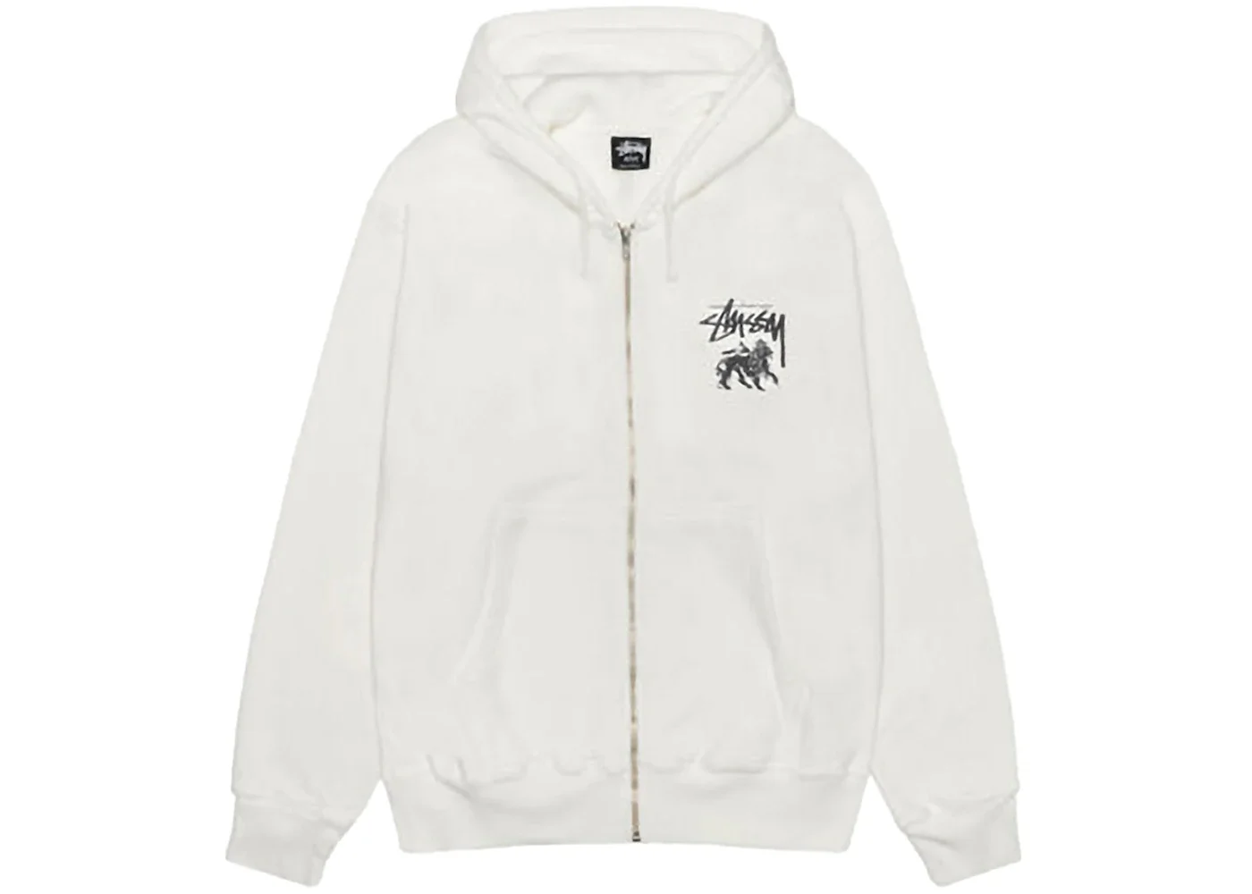 Stussy Rasta Lion Zip Pigment Dyed Hoodie Natural - 1