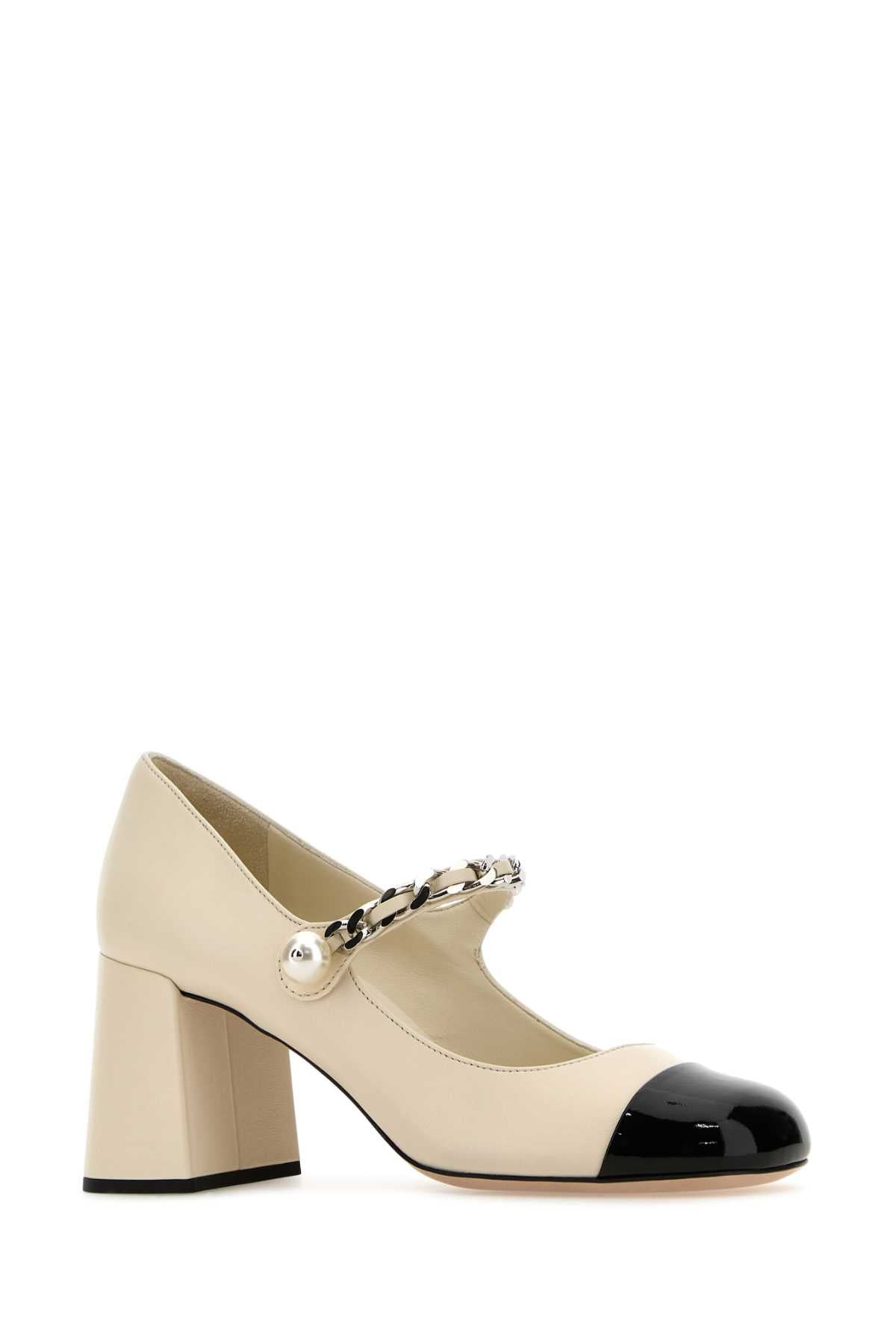 Miu Miu Women Ivory Leather Pumps - 2