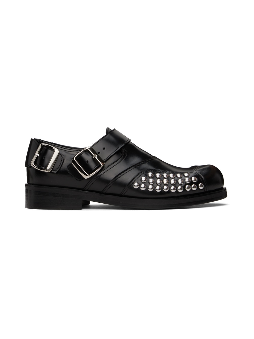 Black Stud Panel Biker Monkstraps - 1