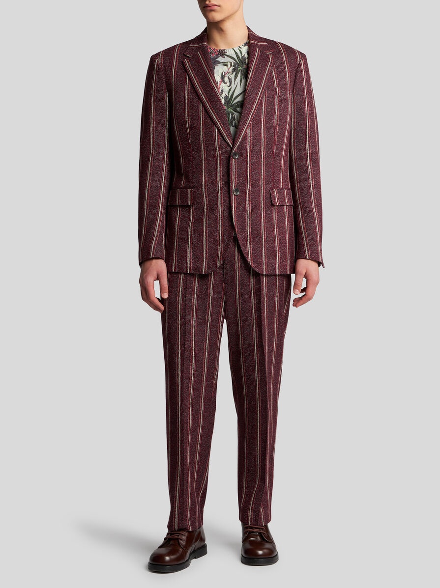 STRIPED COTTON AND WOOL BLAZER - 4