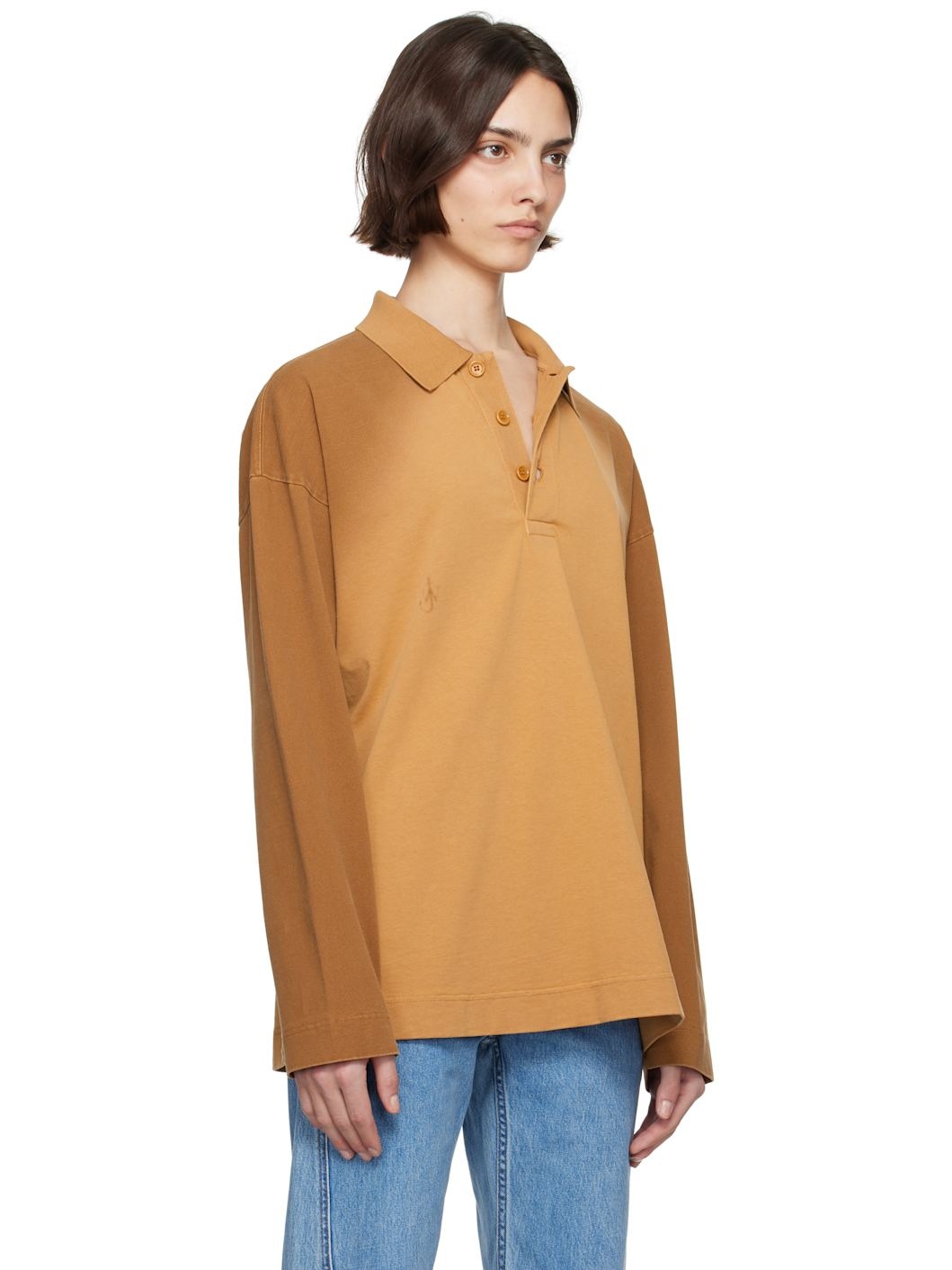 Tan Long Sleeve Rugby Polo - 2