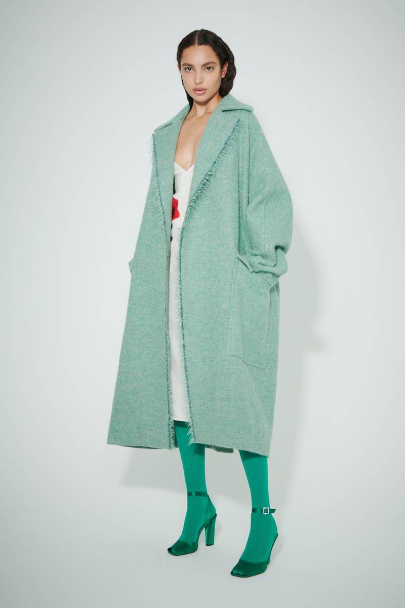 Victoria Beckham Cocoon Wrap Coat in Seafoam outlook