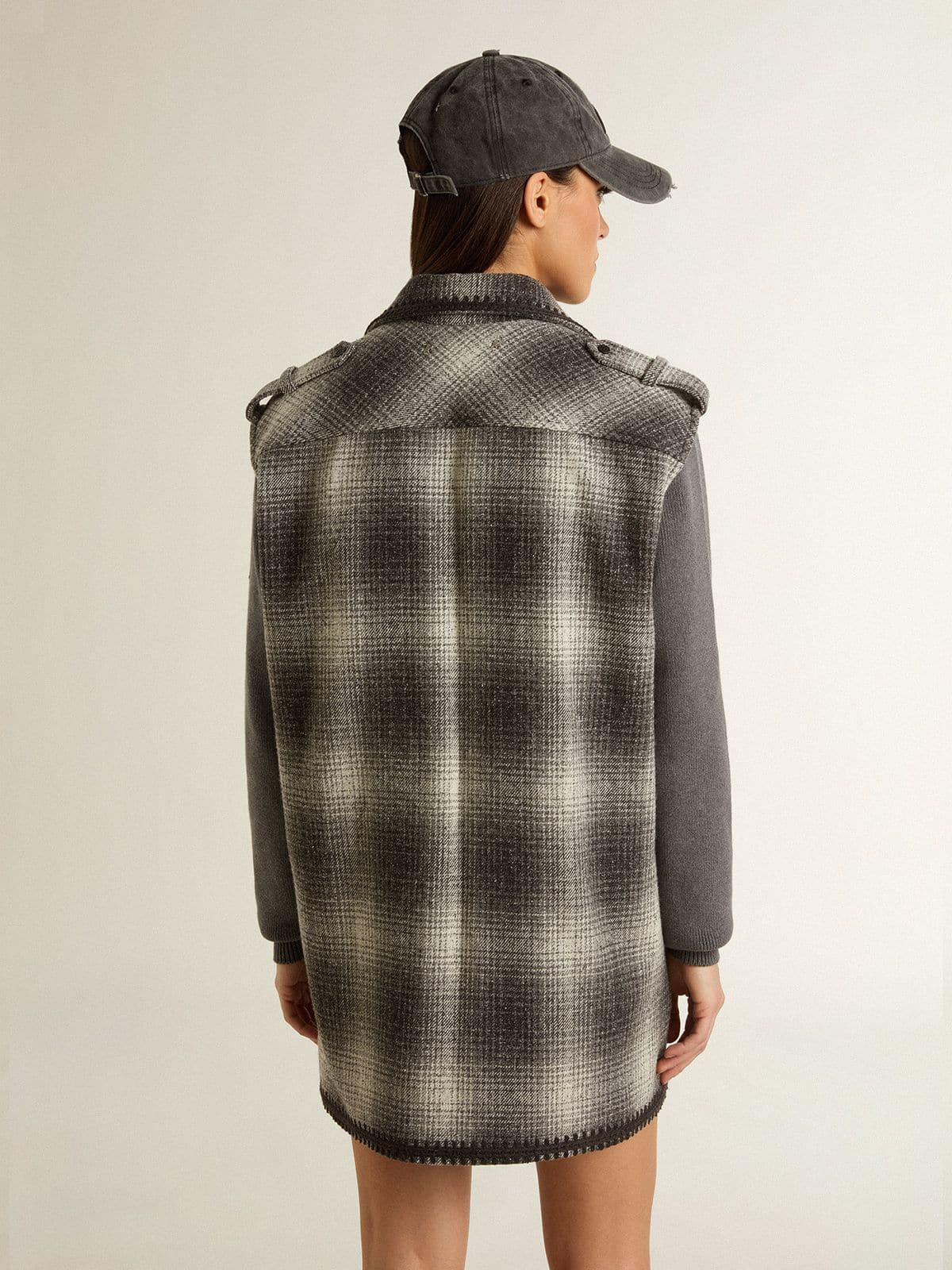 Women's dark gray wool-blend shirt dress - 4