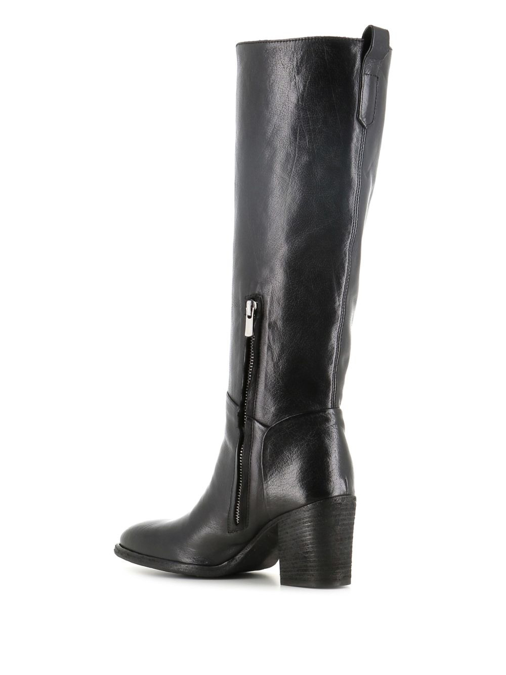 leather block-heel boots - 3