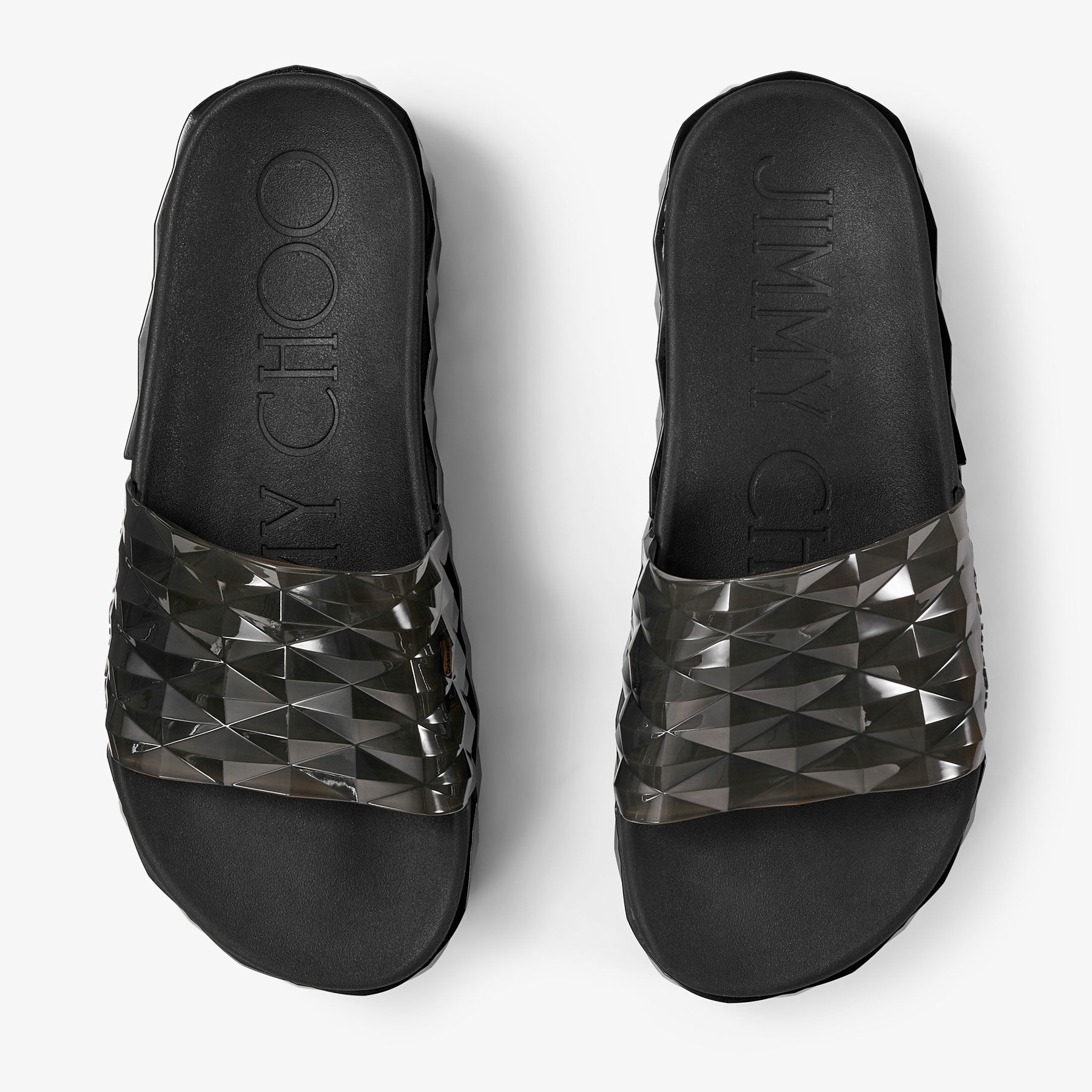 JIMMY CHOO Diamond Slide/f ラバー Diamond スライドサンダル JIMMY CHOO Diamond Slide/F Black Rubber Diamond Slides