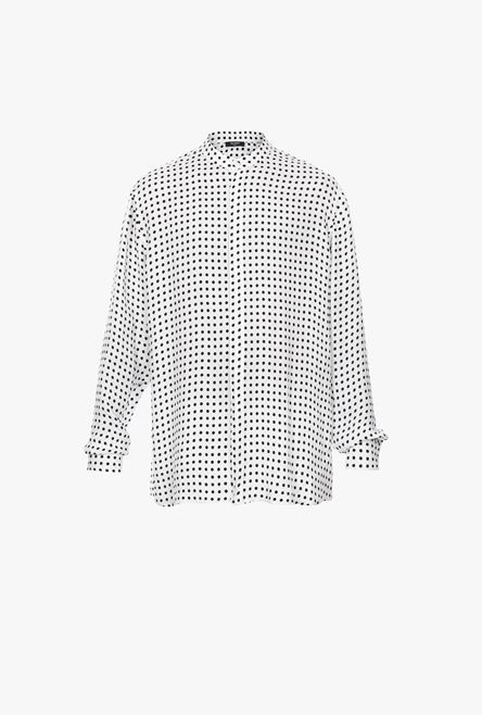 Oversized white cuprammonium rayon shirt with black polka-dots - 1