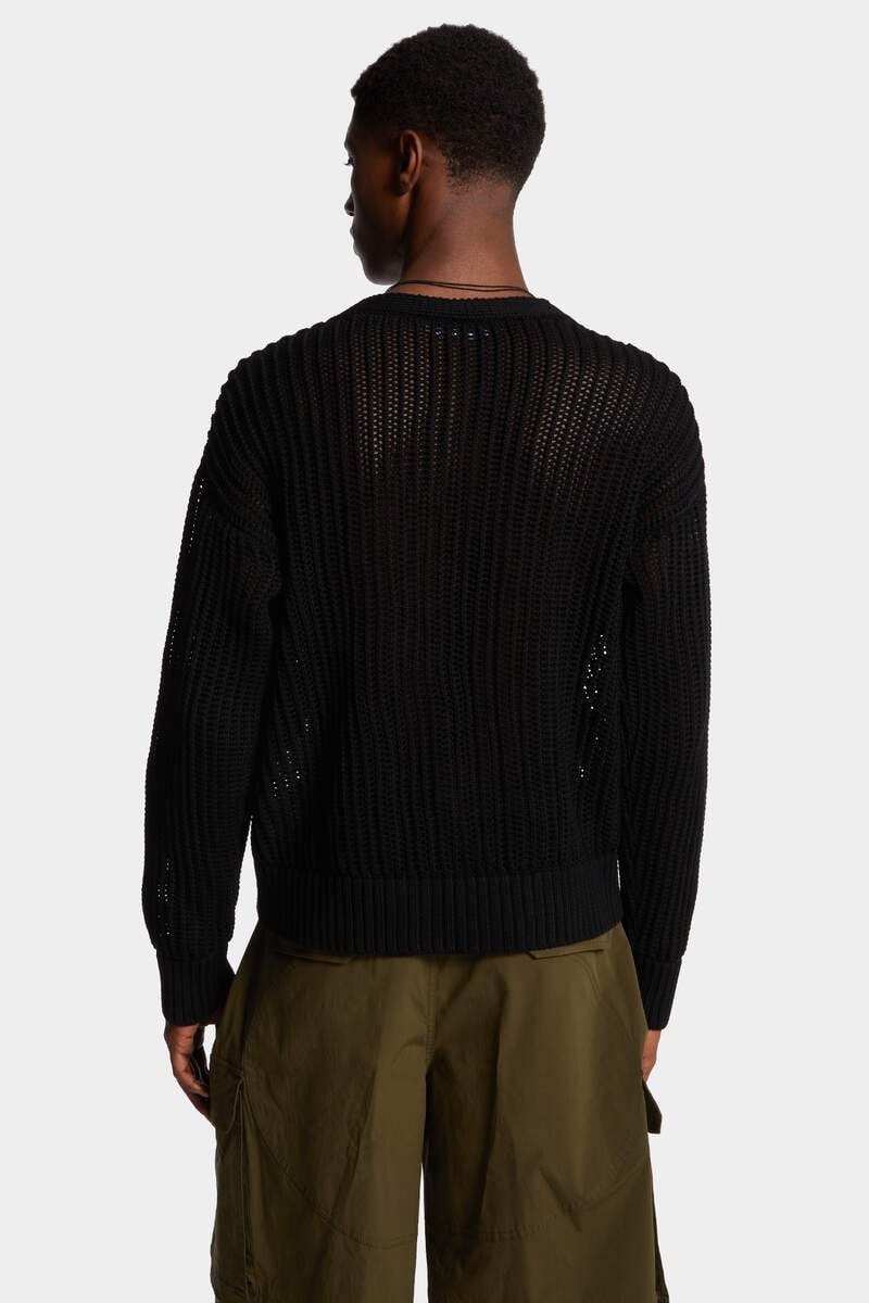 OPEN-KNIT V NECK PULLOVER - 4