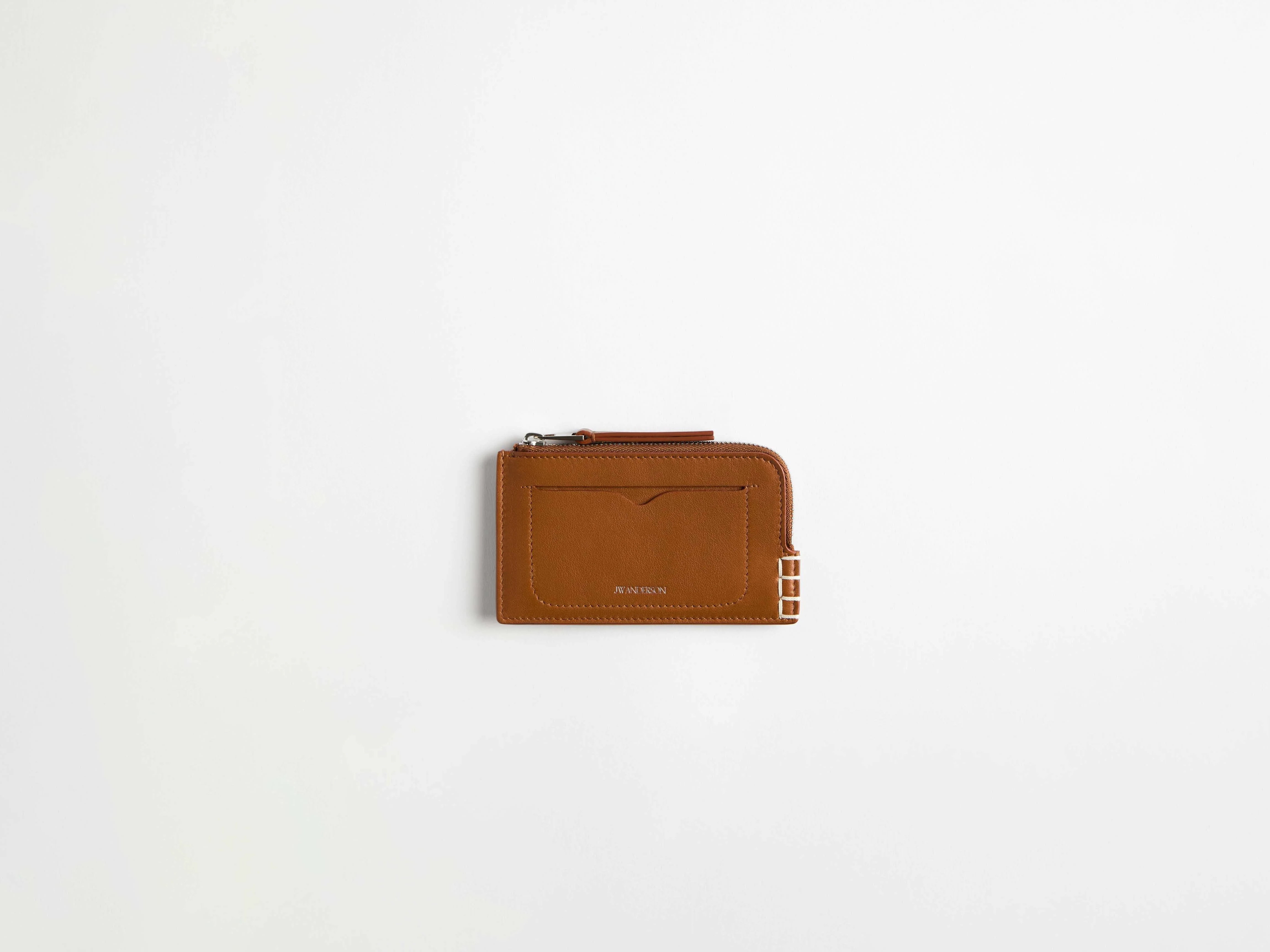 LEATHER LOAFER ZIP WALLET IN TAN - 1