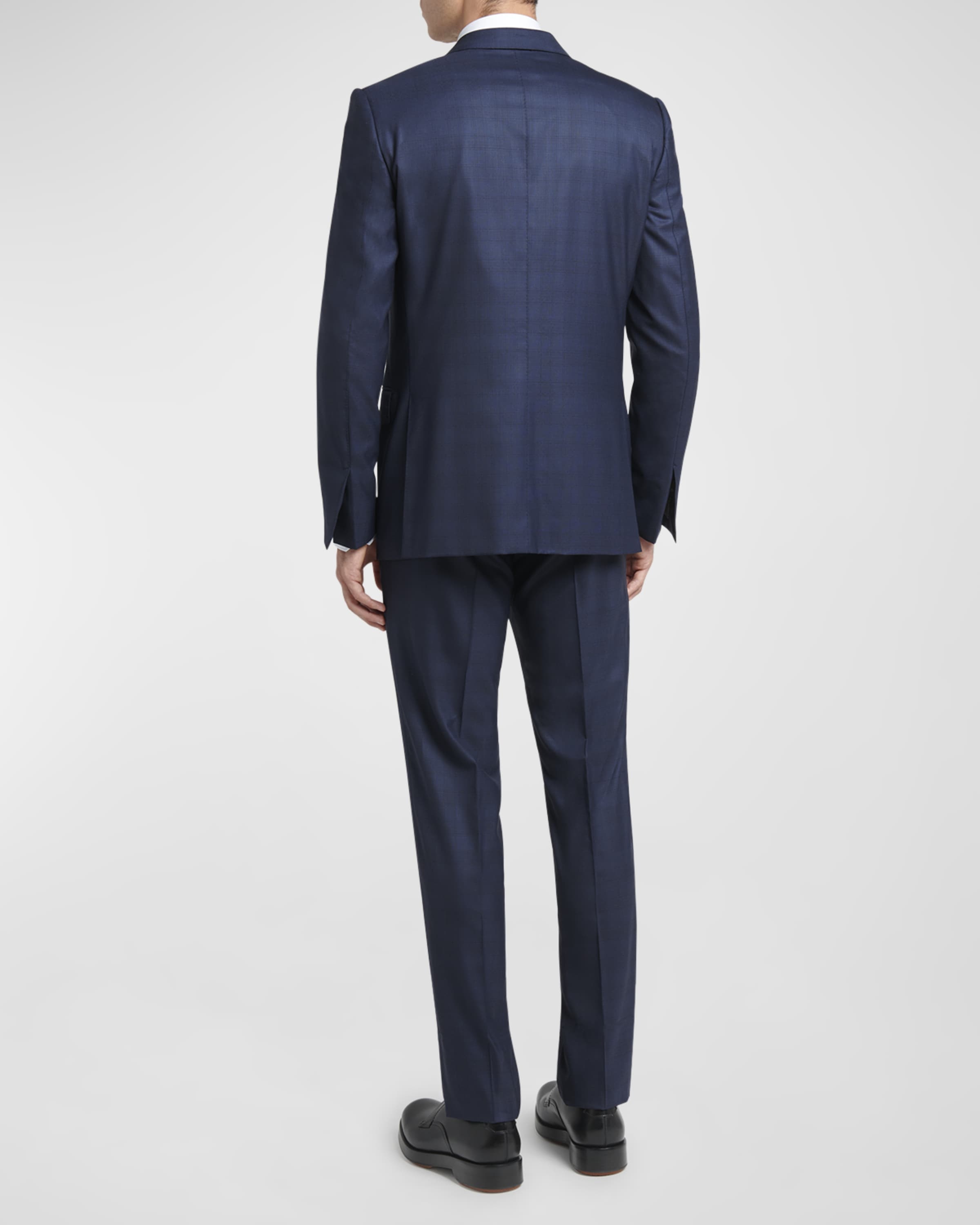 Men's Centoventimila Tonal Plaid Wool Suit - 5