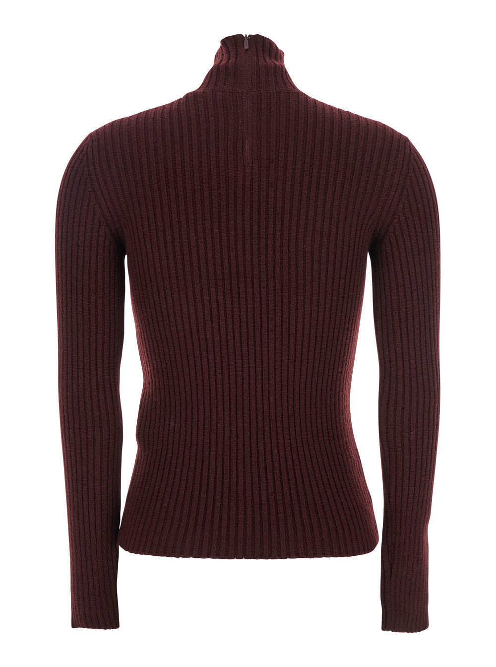 Max Mara Women Bordeaux Turtleneck Sweater With Ribbed Design In Wool Blend Woman - 2