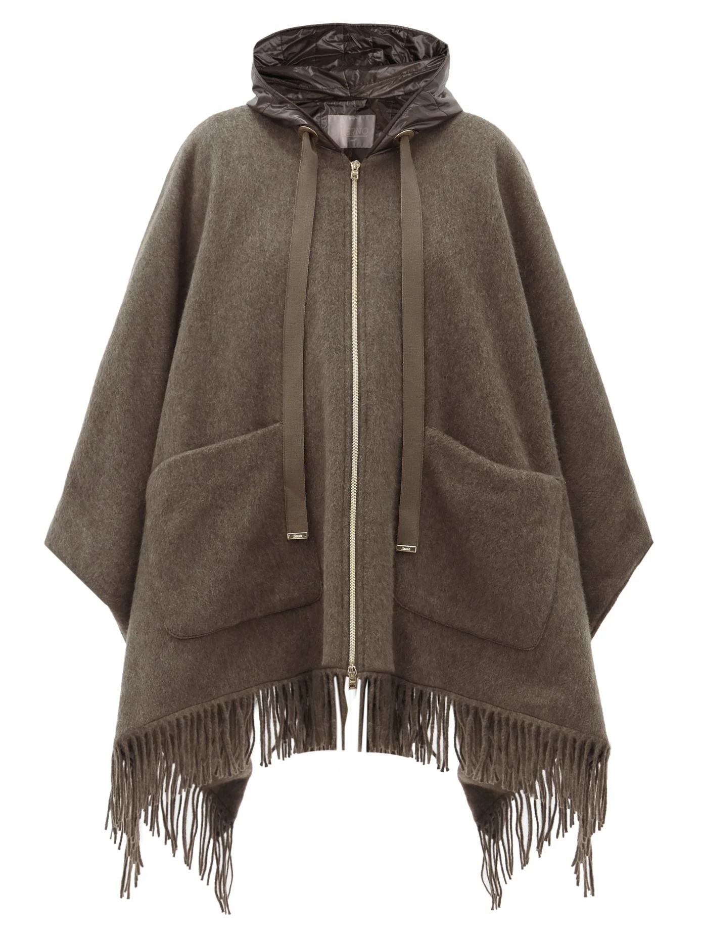 Hooded quilted shell-lined wool cape - 1