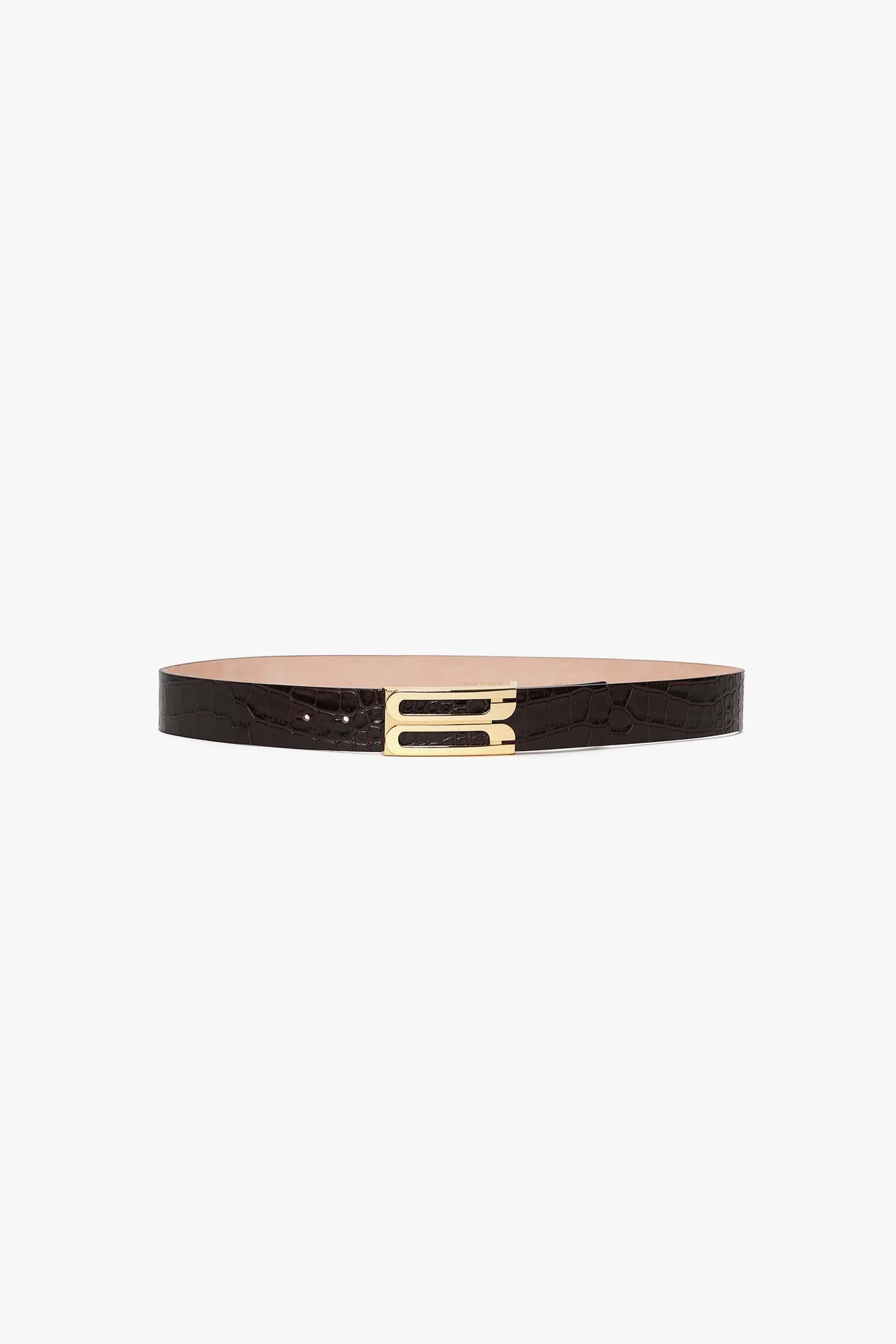 Jumbo Dorian Belt In Espresso Croc Embossed Calf Leather - 1