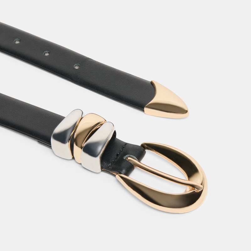 MIXED METAL BUCKLE BELT BLACK 3